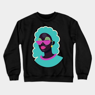 80s popart black girl, vibrant colors, face only Crewneck Sweatshirt